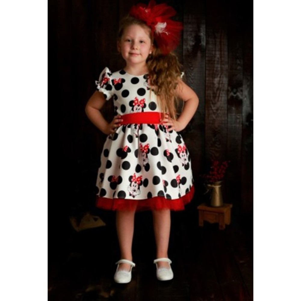 Ada Anne Çocuk Moda Kırmızı Puanlı Mickey (Miki) Mouse Kız Çocuk Elbise Kız Çocuk Elbise Fiyatı