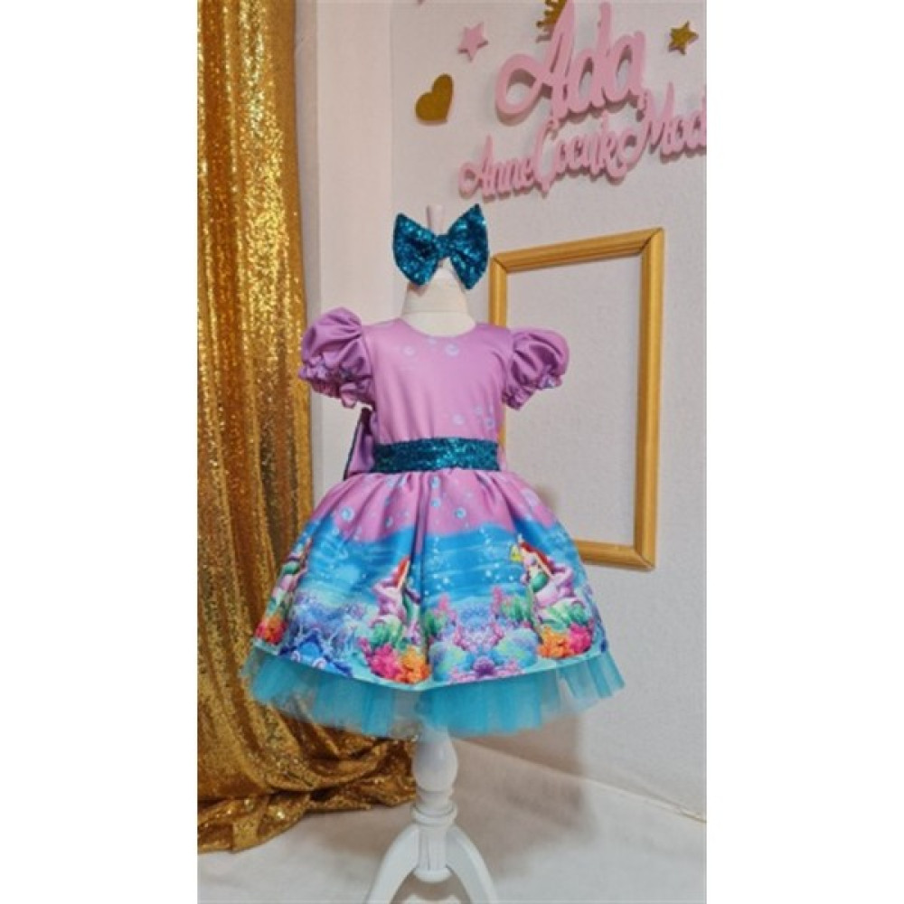 Ada Anne Çocuk Moda Kız Çocuk Deniz Kızı Tüllü Kabarık Elbise Kız Çocuk Elbise Fiyatı
