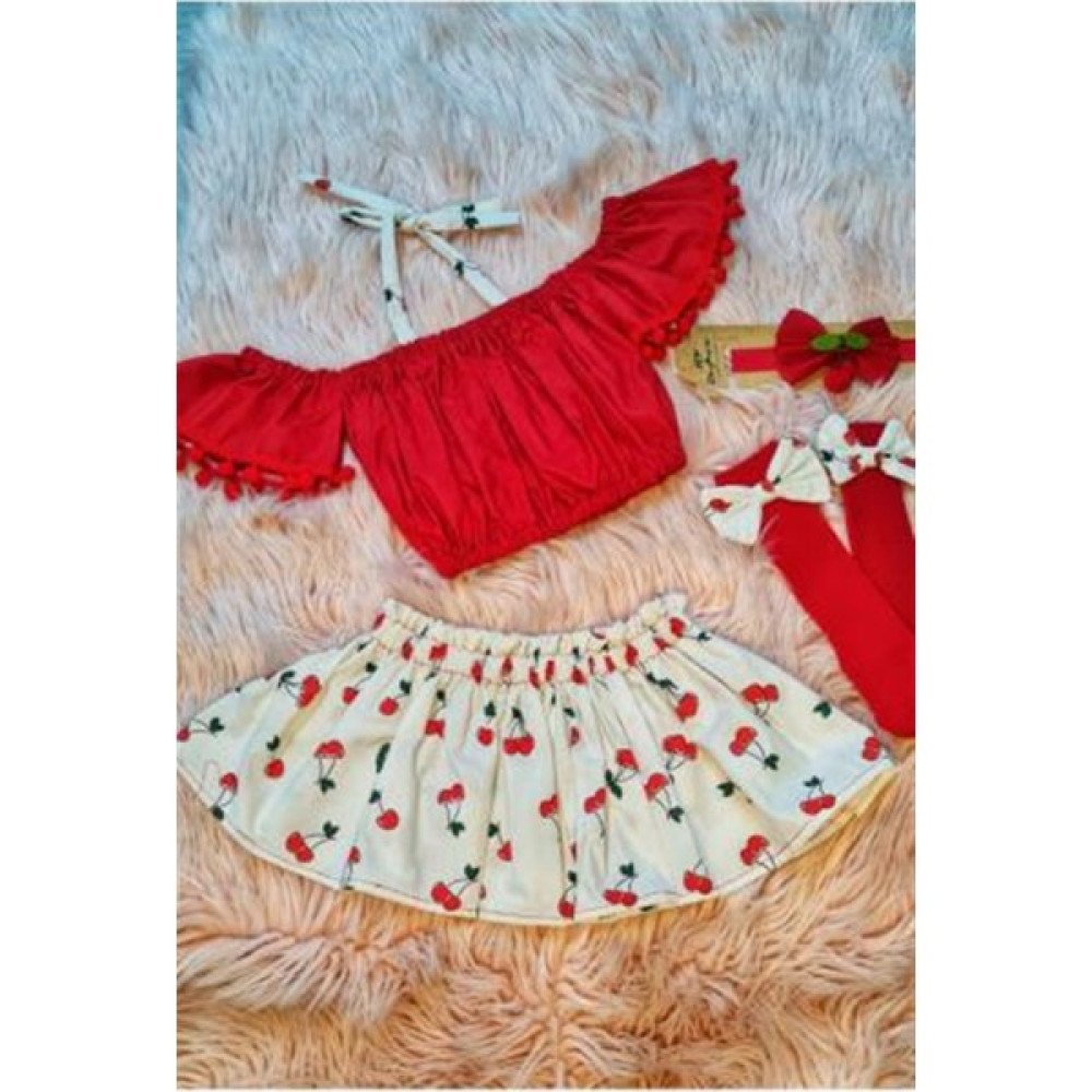 Ada Anne Çocuk Moda Kız Çocuk Kiraz Desenli Etek Bluz Takım Kız Çocuk Giyim Takımı Fiyatı