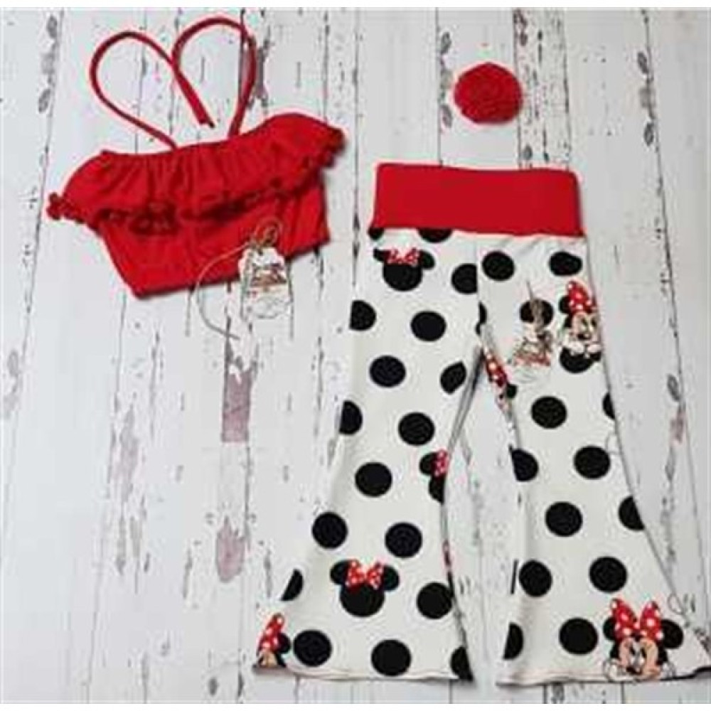 Ada Anne Çocuk Moda Kız Çocuk Kırmızı Miki (Mickey) Mouse Baskılı Ispanyol Pantalon Takım Kız Çocuk Giyim Takımı Fiyatı