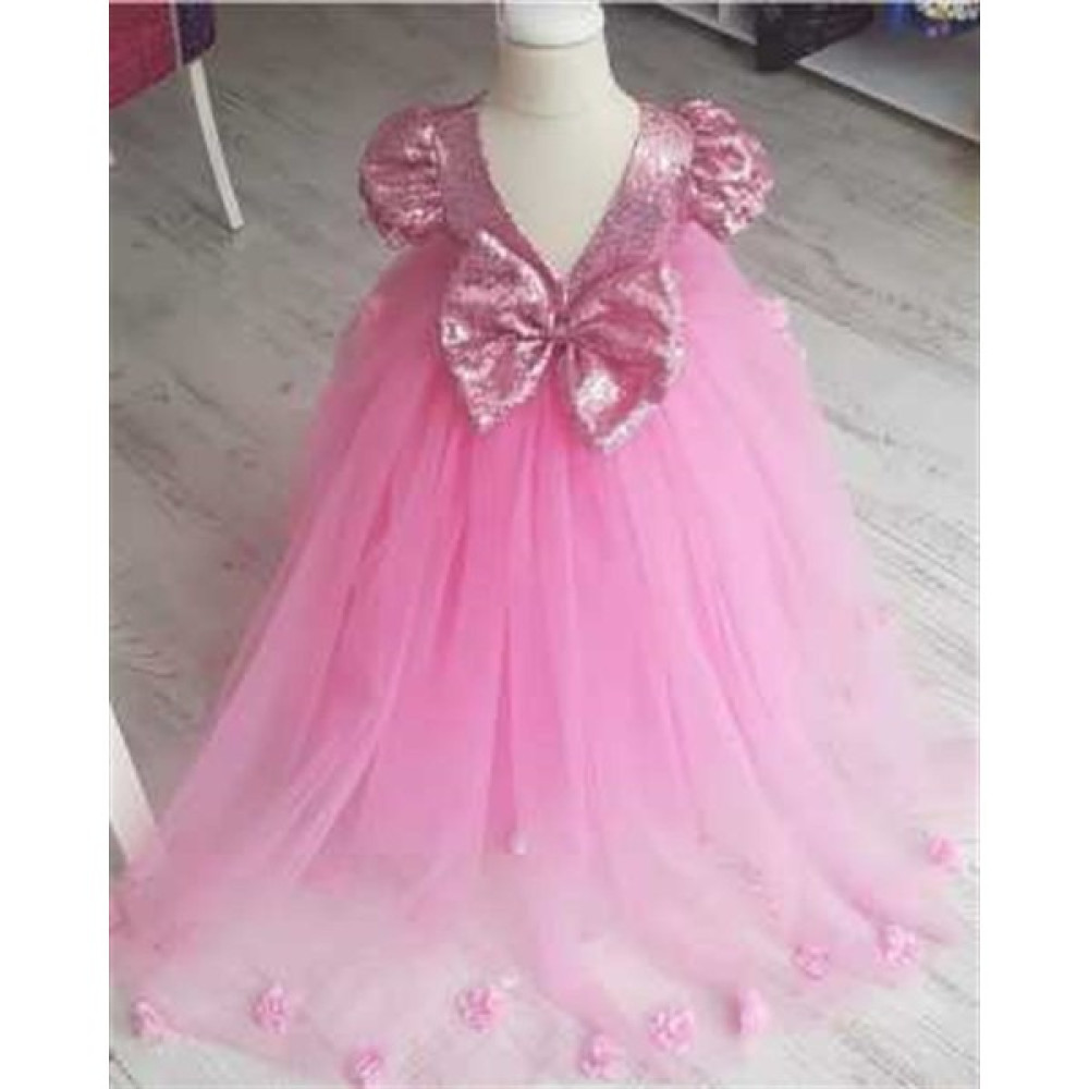 Ada Anne Çocuk Moda Kız Çocuk Pembe Payetli Kuyruklu Gelinlik Elbise Fiyatı