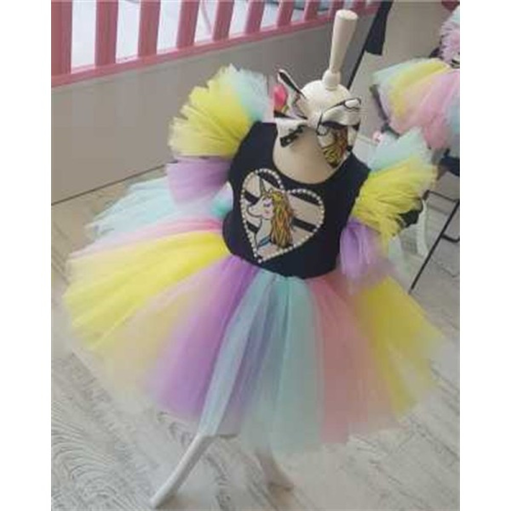 Ada Anne Çocuk Moda Kız Çocuk Unicorn My Little Pony Renkli Kabarık Elbise Önü Kalp Detaylı Elbise Fiyatı