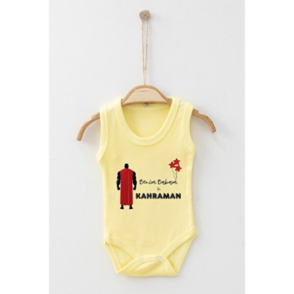Ada Bebek Çocuk Adabebek Benim Babam Bir Kahraman Desenli Askılı Badi Bebek Zıbın Bebek Zıbın Seti Fiyatı