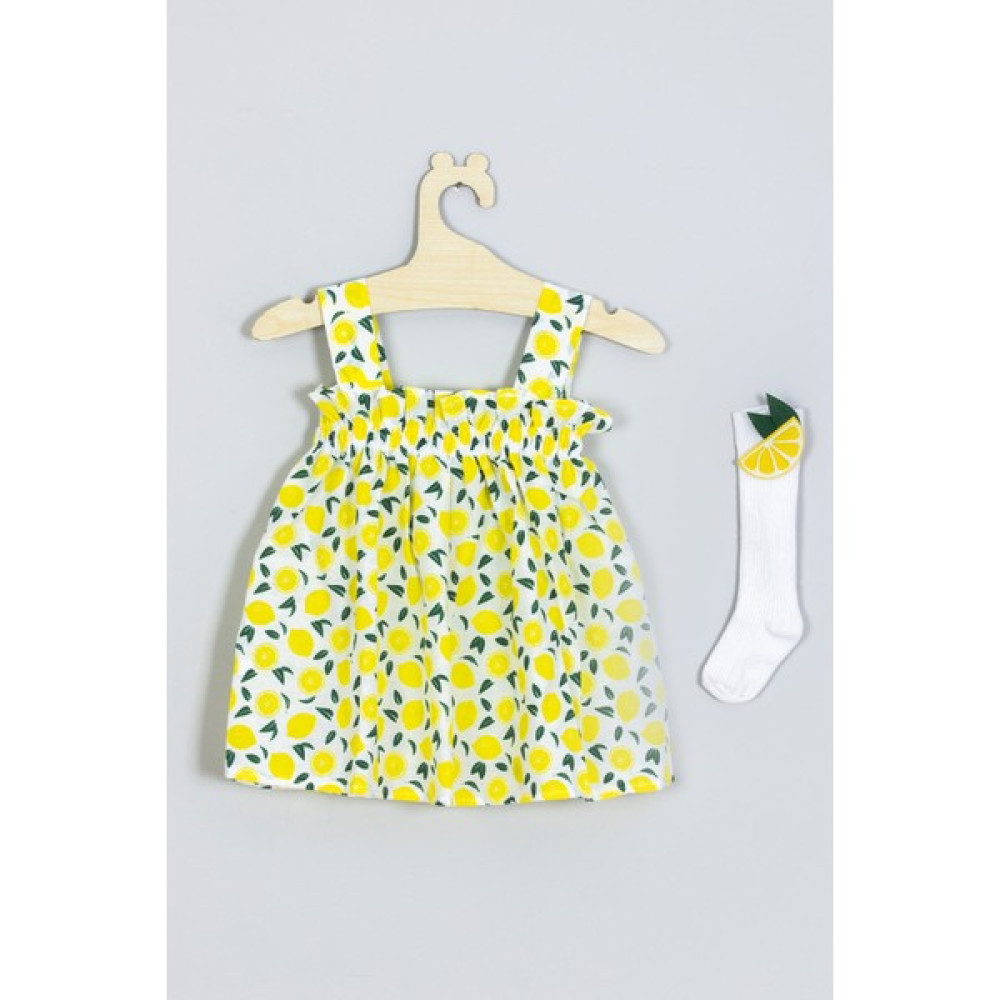 Ada Bebek Çocuk Askılı Limon Elbise Dizaltı Çorap Set 007 Bebek Elbisesi Fiyatı