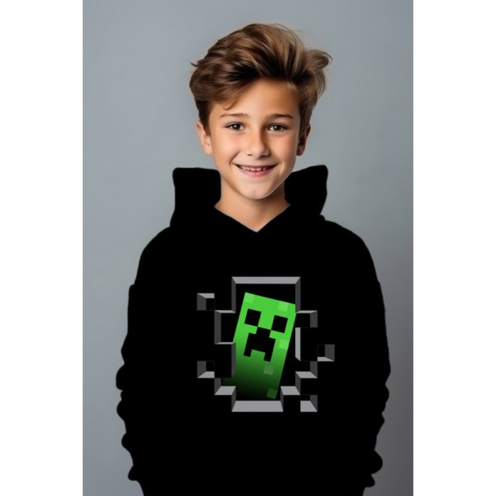 Ada Bebek Çocuk Erkek Çocuk Tarz Minicraft Baskılı Oversize Sweatshirt Erkek Çocuk Sweatshirt Fiyatı