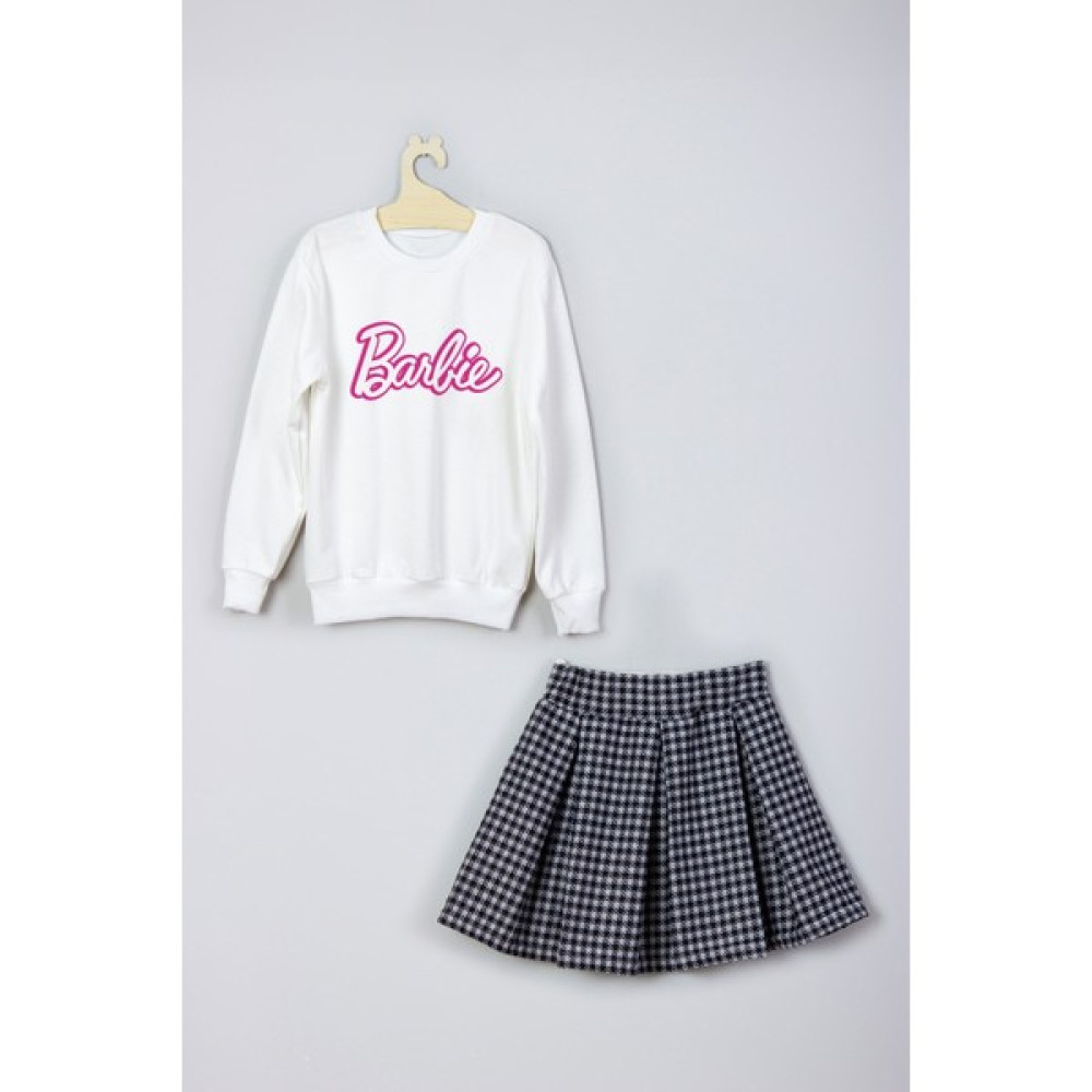 Ada Bebek Çocuk Yeni Sezon Barbie Baskılı Etek Sweat Takım Kız Çocuk Giyim Takımı Fiyatı