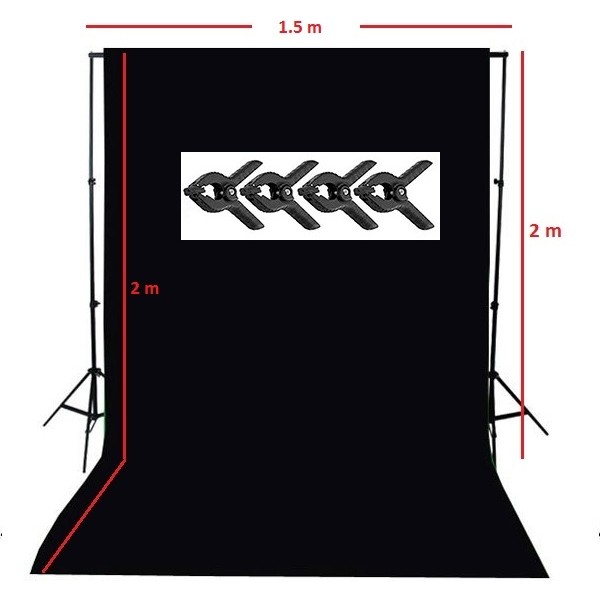 Ada Greenbox 150X200 cm Black Screen Siyah Fon Perde ve Taşınabilir 2 Ayaklı Fon Standı + 4 Adet Fon Mandalı Perde Fiyatı