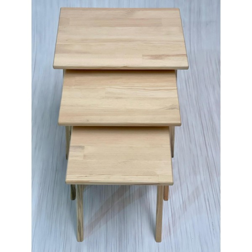 Ada Legno Ahşap Dizayn Semplice Legno Serisi Naturel Ahşap 3'lü Zigon Sehpa - Ceviz Zigon Sehpa Fiyatı