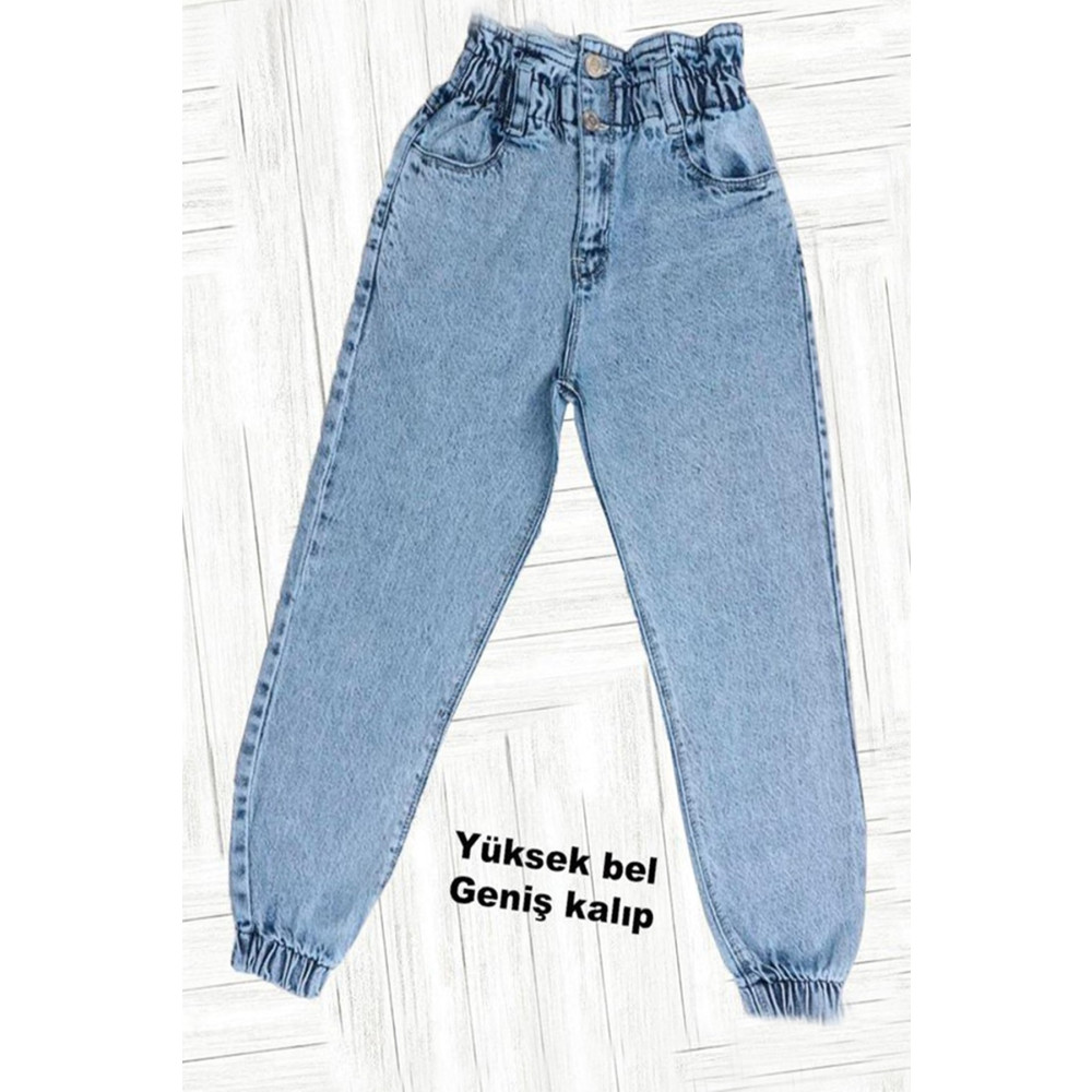 ADABEBEK Kız Çocuk Geniş Kalıp Mom Jeans Kot Pantolon 13 Yaş Beden Kadın Pantolon Fiyatı