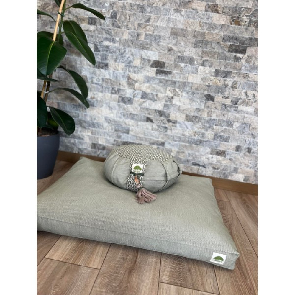 Adaçayı Renginde Lotus Temalı Yoga ve Meditasyon Minder Seti: Organik Karabuğday ve Pamuk Dolgulu Oto Boyaları Fiyatı