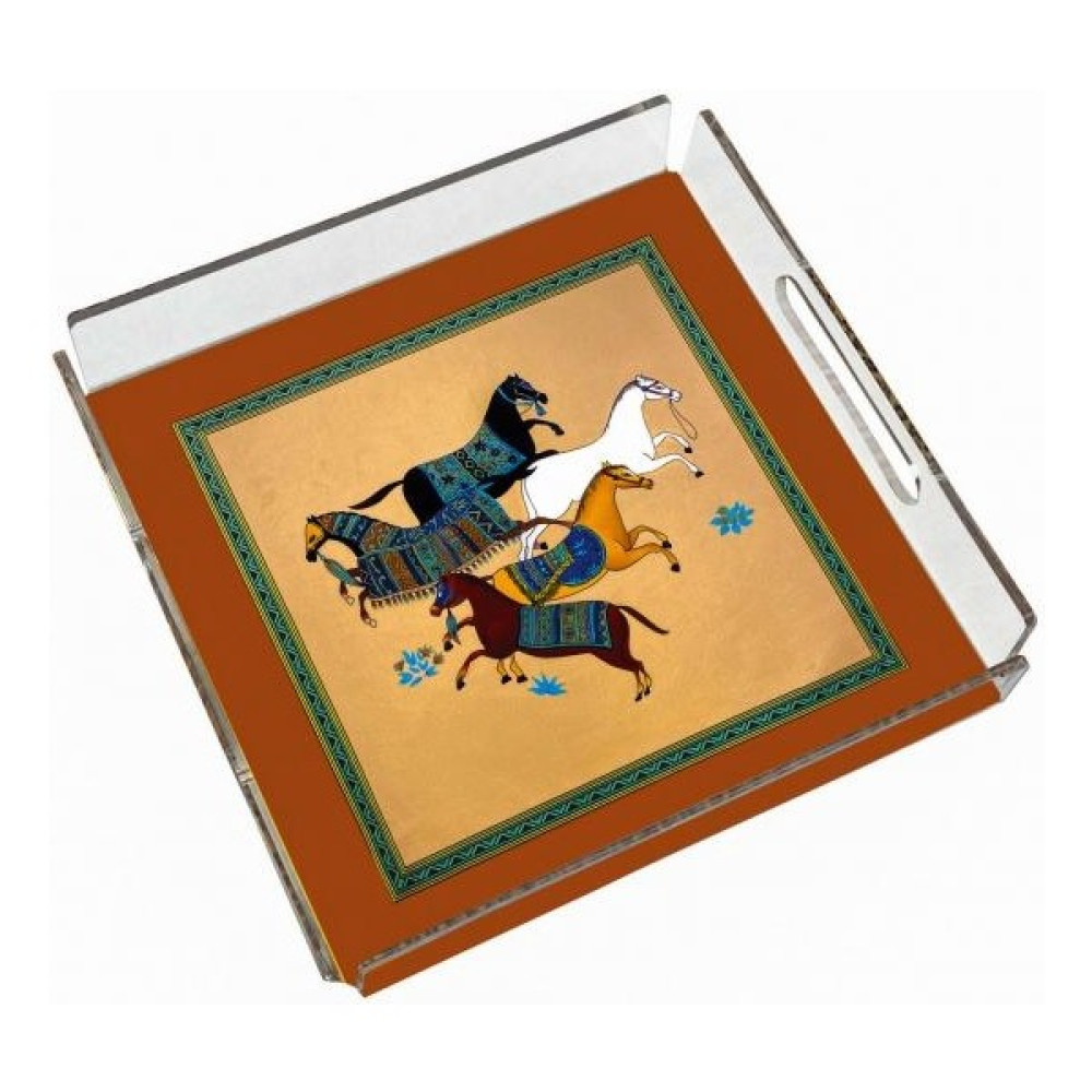 Adahome Figüratif At Pleksi Tepsi - 25X25CM Servis Tepsisi Fiyatı