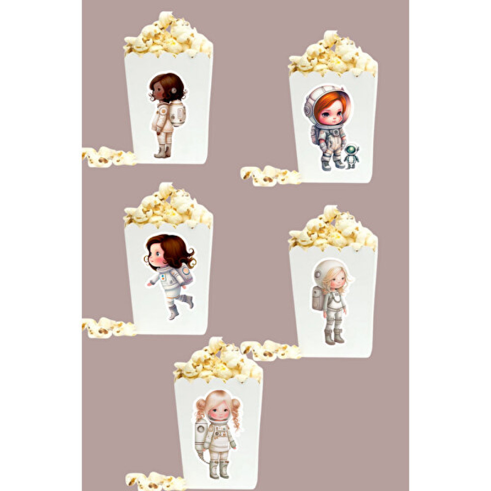 Adalove Design 5 Adet Astronot Kızlar Temalı, Sevimli Astronotlar Parti Konsept Patlamış Mısır Popcorn Kutusu Oyuncak Fiyatı