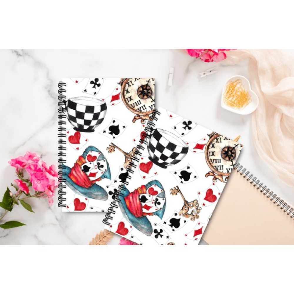 Adalove Design Defter - Kalın Sert Karton Kapak Defter/bullet Journal/ Tel Spiralli/ 120 Sayfa /alice In Wonderland - 1 Spiralli Defter Fiyatı