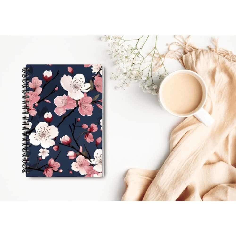 Adalove Design Defter - Kalın Sert Karton Kapak Kiraz Çiçeği Defter/bullet Journal/tel SPIRALLI/120 Sayfa - LACİVERT Spiralli Defter Fiyatı