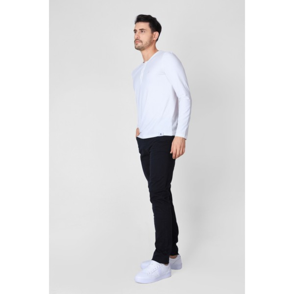 Adam Boxes Erkek Düğmeli Bisiklet Yaka Uzun Kollu T-Shirt Neo-Collargo - Ekru Erkek T-shirt Fiyatı