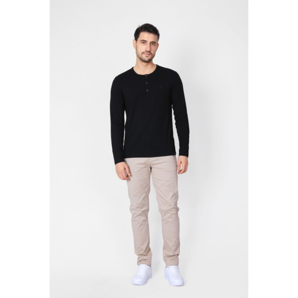 Adam Boxes Erkek Düğmeli Bisiklet Yaka Uzun Kollu T-Shirt Neo-Collargo - Siyah Erkek T-shirt Fiyatı