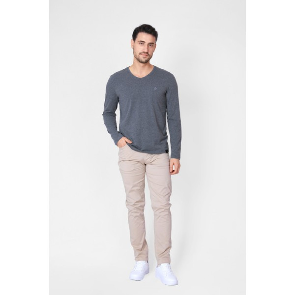 Adam Boxes Erkek V-Yaka Uzun Kollu T-Shirt Neo-Trelargo - Koyu Gri Erkek T-shirt Fiyatı