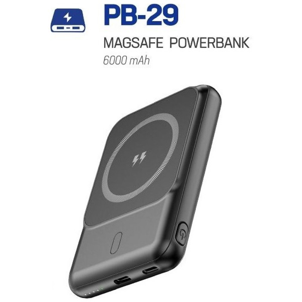 Adamax Snx Pb-29 6000 Mah Taşınabilir Wireless Magsafe Özellikli Powerbank - Siyah Taşınabilir Şarj Cihazı - Powerbank Fiyatı