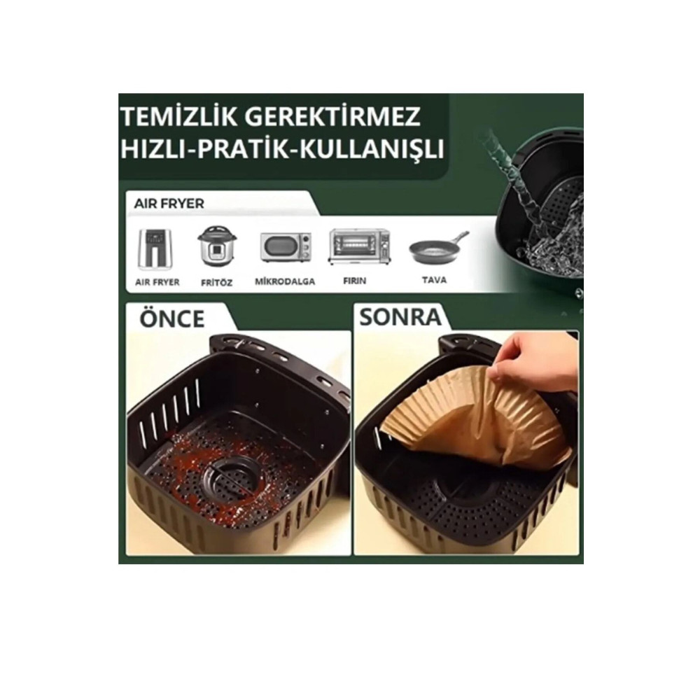 ADASHOP Xl / Xxl Airfryer Pişirme Kağıdı 50li Yağlı Kağıt Kraft Kare Pişirme Kağıdı Fiyatı