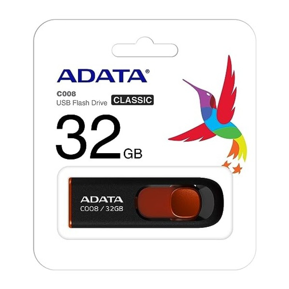 Adata C008 32GB USB2.0 Siyah-Kırmızı USB Bellek AC008-32G-RKD Flash Bellekler Fiyatı