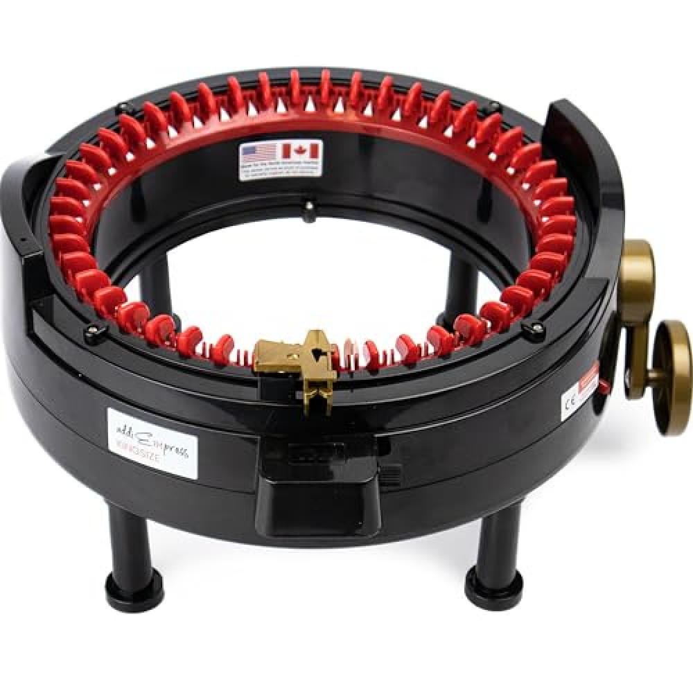 addiExpress King Size Knitting Machine, 46 Needles Circle Knit Loom Machine with Row Counter and Hand Crank, Black, 17.7 Inch
