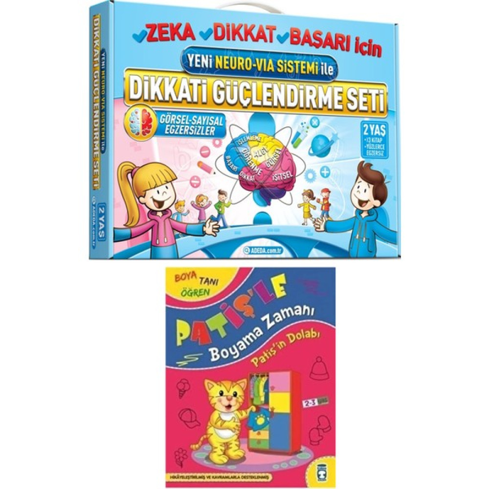 Adeda 2 Yaş Dikkati Güçlendirme Seti + Boyama Kitabı Okul Öncesi Eğitici & Öğretici Kitaplar Fiyatı
