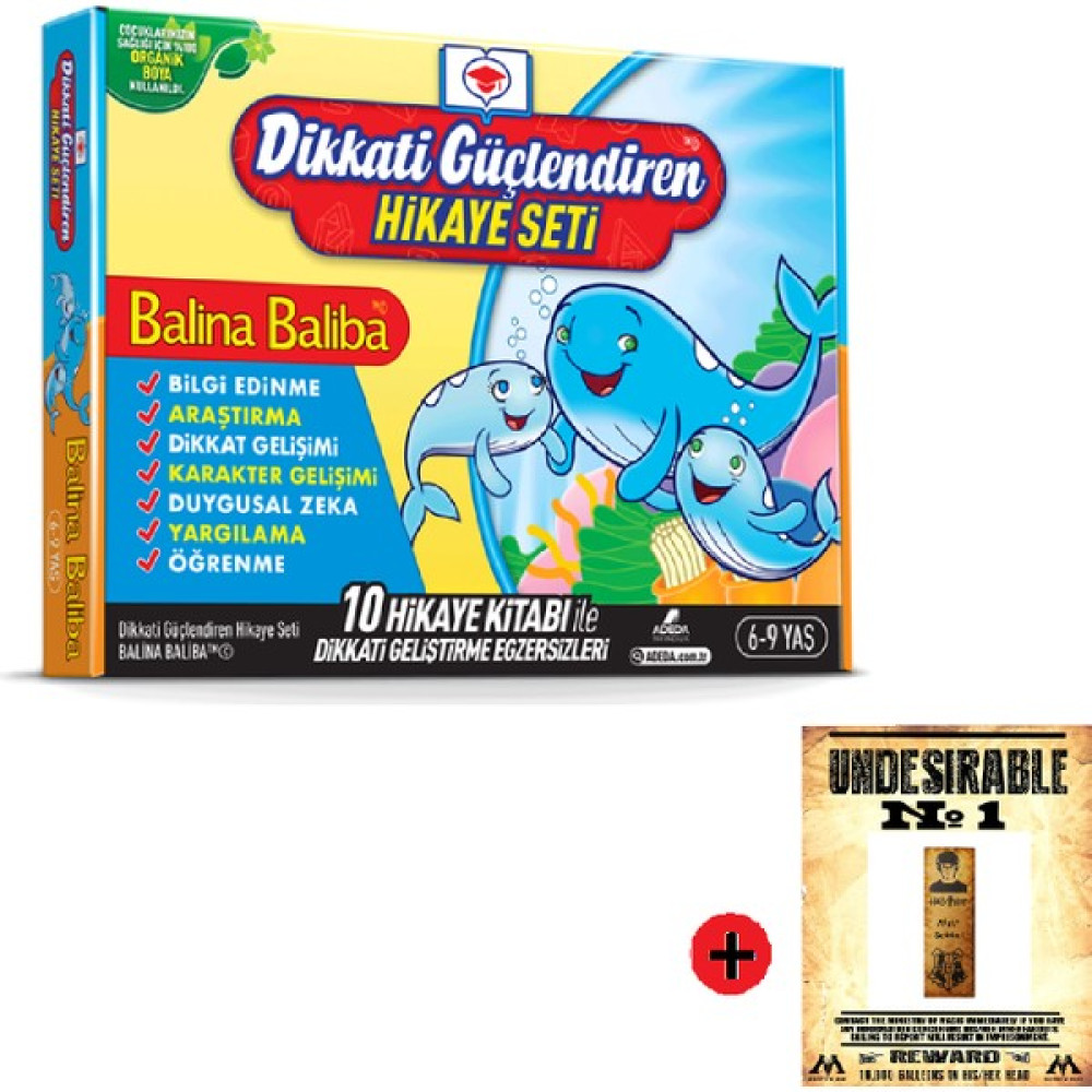 Adeda Dikkati Güçlendiren Balina Baliba Hikaye Seti 6-9 Yaş + Kişiye Özel Isimli Ahşap Harry Potter Kitap Ayracı Çocuk Masal Fiyatı