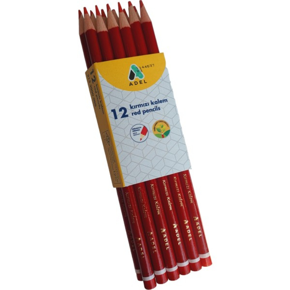 Adel Kırmızı Kalem 12'li Paket Kurşun (Ahşap) Kalem Fiyatı