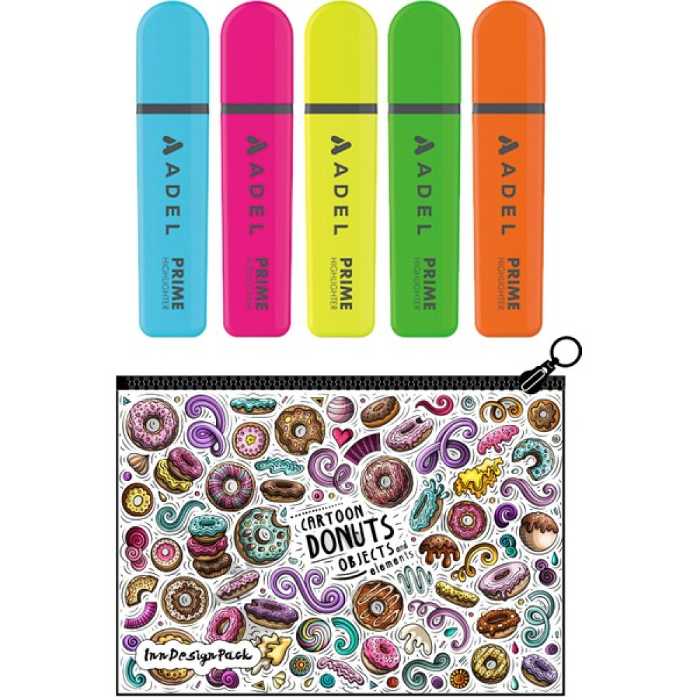 Adel Prime Fosforlu Kalem 5'li Set + Boyanabilir Kalem Kutu Donuts Fosforlu Kalem Fiyatı