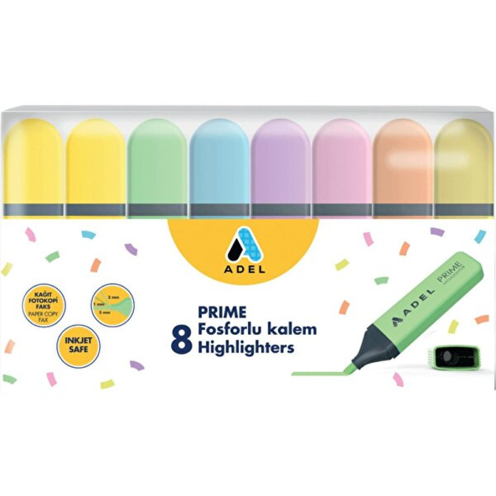 Adel Prime Pastel Fosforlu Kalem Seti 8 Li Fosforlu Kalem Fiyatı