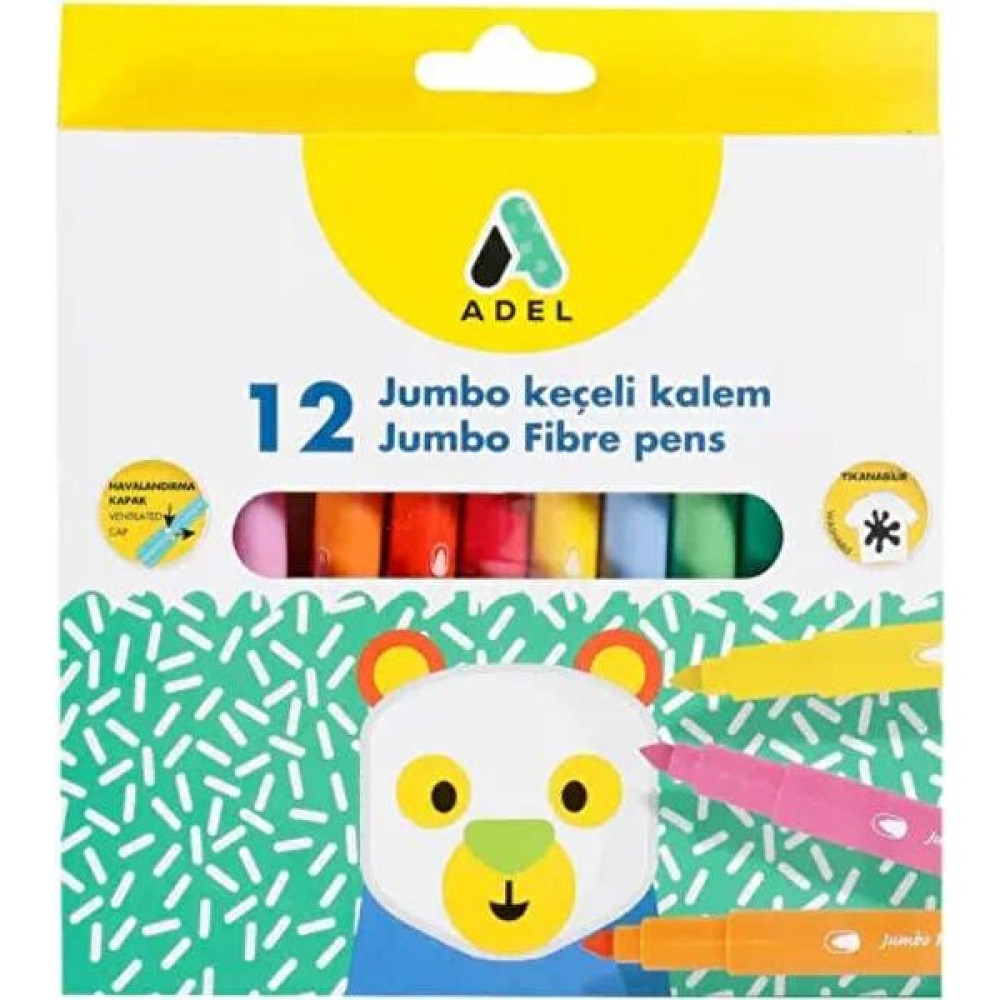 Adel Renkli Jumbo Keçeli Kalem 12'li Keçe Uçlu Kalem Fiyatı
