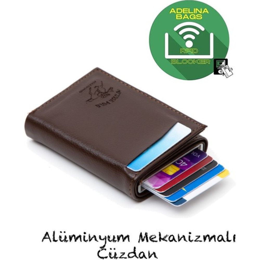 Adelina Bags Adelina Erkek Koyu Kahve Deri Mekanizmalı Otomatik Kızaklı Kartlık Cüzdan (7CMX10CM) Erkek Cüzdan Fiyatı