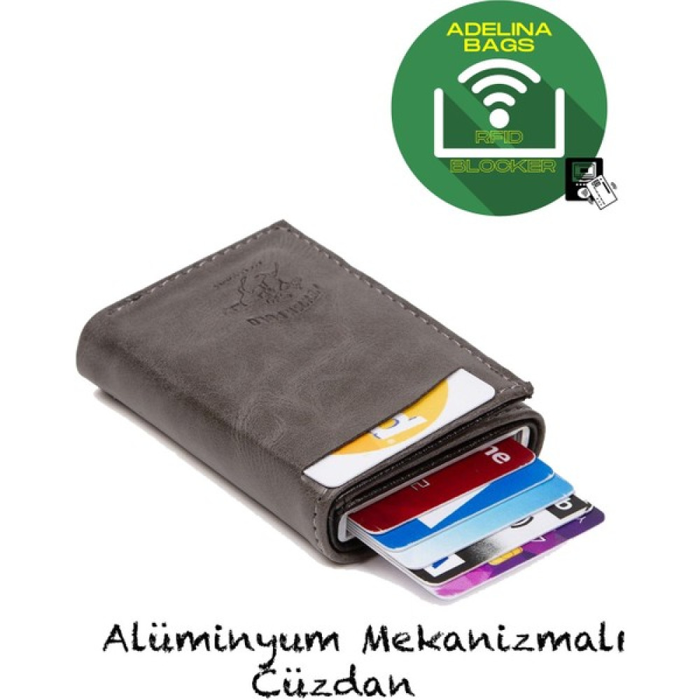 Adelina Bags Adelina Gri Alüminyum Mekanizmalı Kızaklı Kartlık Cüzdan Aksesuar Erkek Cüzdan Fiyatı