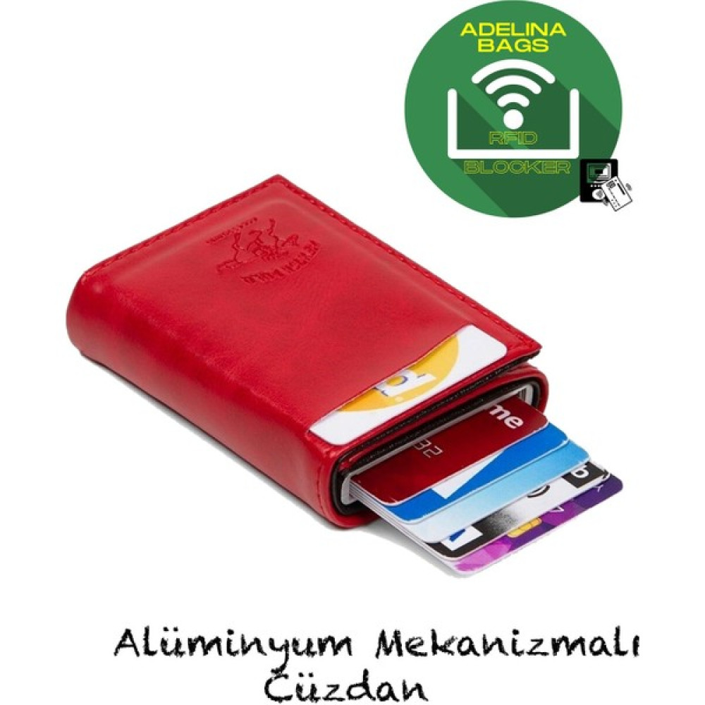 Adelina Bags Adelina Kırmızı Alüminyum Mekanizmalı Kızaklı Kartlık Cüzdan Aksesuar Erkek Cüzdan Fiyatı