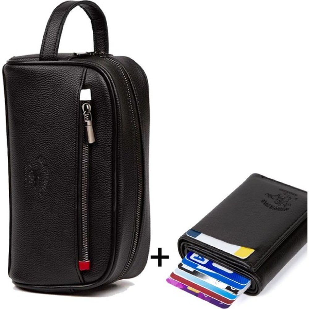 Adelina Bags Siyah Deri Portföy El Çantası Seyahat Traş Kozmetik Clutch Çanta ve Mekanizmalı Cüzdan Set Erkek El Çantası Fiyatı