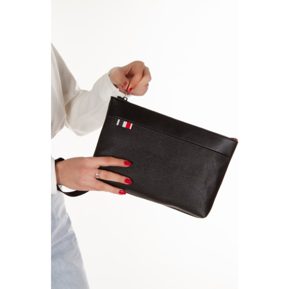 Adelina Bags Unisex Siyah Deri Portföy Clutch Çanta Bilek Askılı El Çantası ADL-4594 Erkek El Çantası Fiyatı