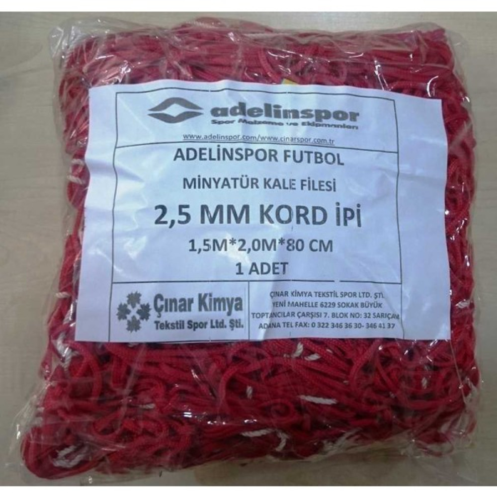 adelinspor Minyatür Kale Filesi 150/200/80Cm 10*10 Göz 2,5 Mm Renkli Futbol Malzemeleri Fiyatı