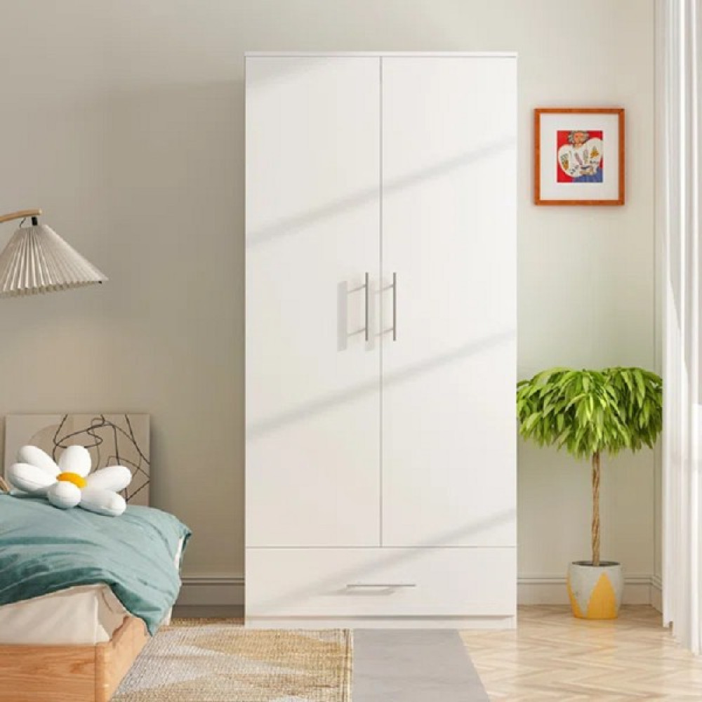 Aden Home 2 Kapaklı Çekmeceli Gardırop, Elbise Dolabı, Beyaz Mdf, M-GRD21 Gardrop & Dolap Fiyatı