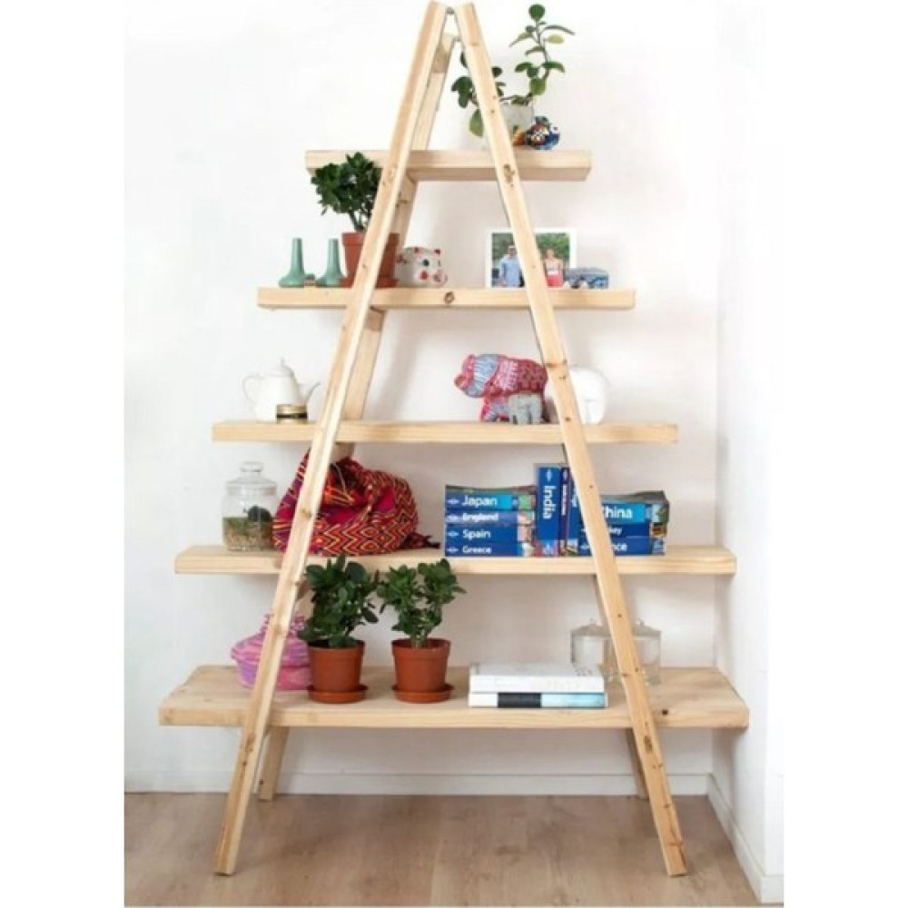 Aden Home 5 Katlı Dekoratif Kitaplık Raf, Masif Ahşap Kitaplık - 1 - Çam Kitaplık Fiyatı