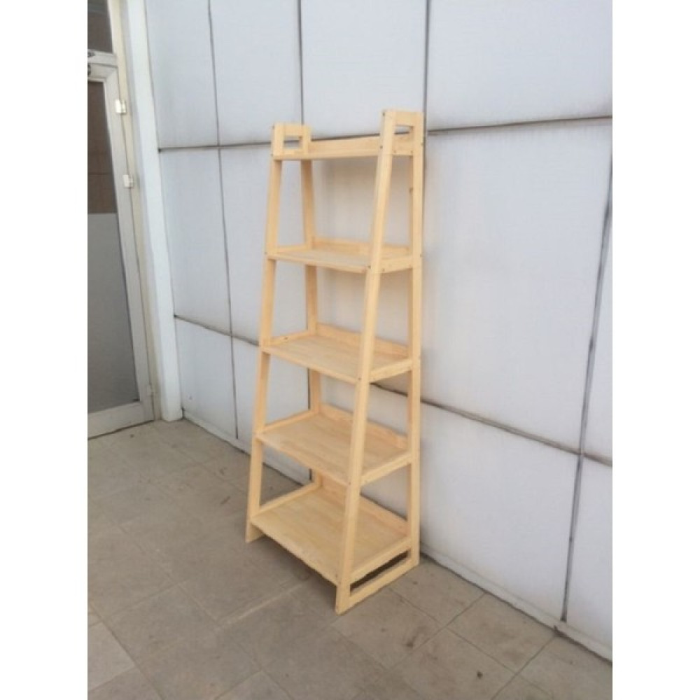 Aden Home 5 Katlı Masif Ahşap Kitaplık, Dekoratif Çocuk Odası Kitaplık, Merdiven Kitaplık - 1 - Çam Kitaplık Fiyatı