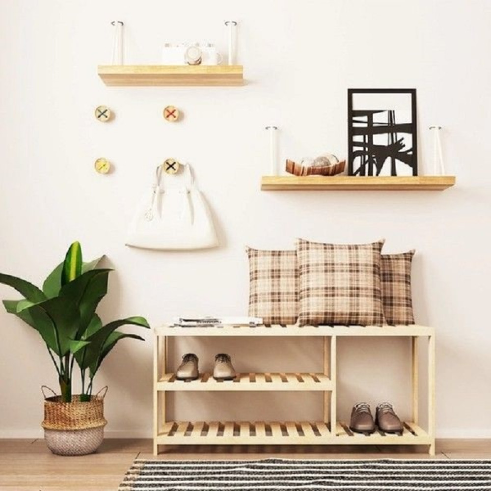 Aden Home Ahşap Ayakkabılık, Dekoratif Ayakkabı Standı, Çok Amaçlı Ahşap Raf, Dolap, 2 Katlı, 100X50CM, AYK06 - Çam Ayakkabılık Fiyatı