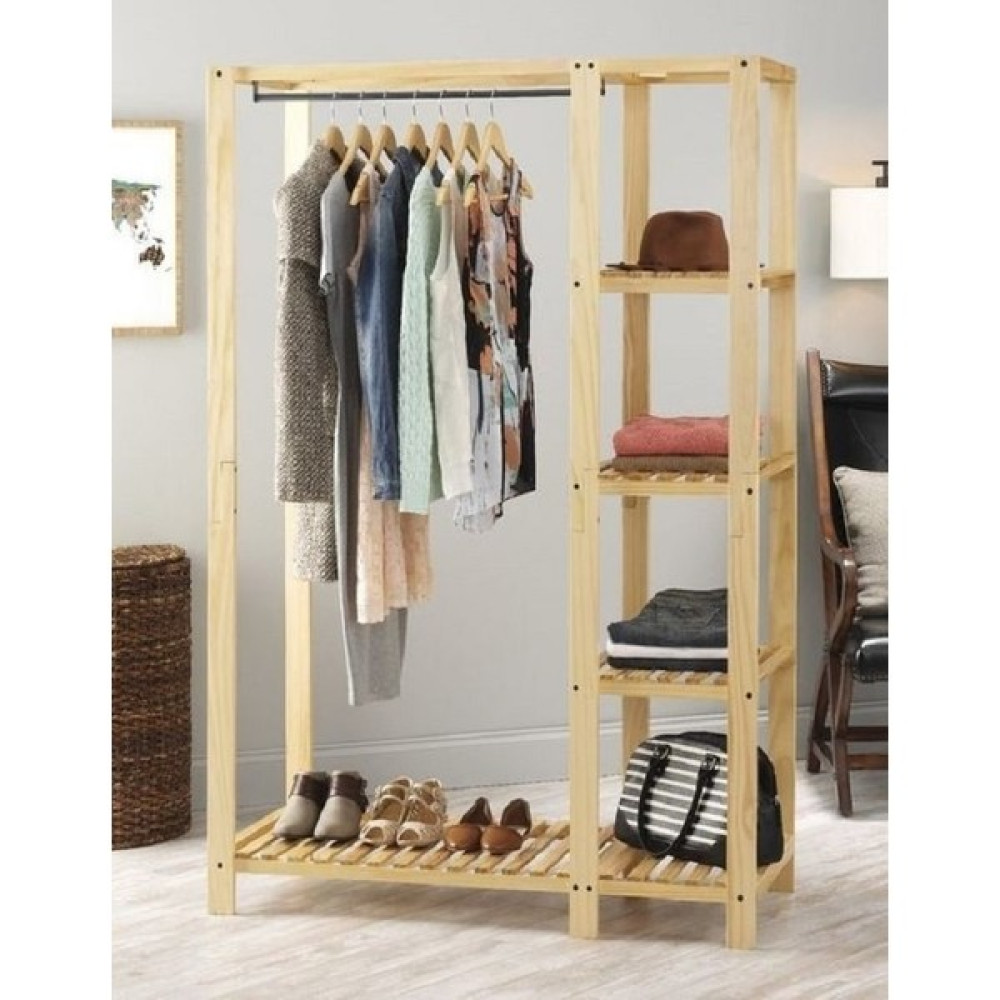 Aden Home Ahşap Ayaklı Elbise Askısı, Çok Amaçlı Dolap, Gardırop, AGRD01 - Çam Gardrop & Dolap Fiyatı