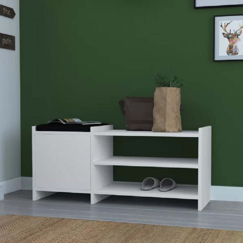 Aden Home Beyaz Ayakkabılık, Dekoratif Ayakkabılık, Vestiyer Portmanto, Mdf, MAYK03 Ayakkabılık Fiyatı