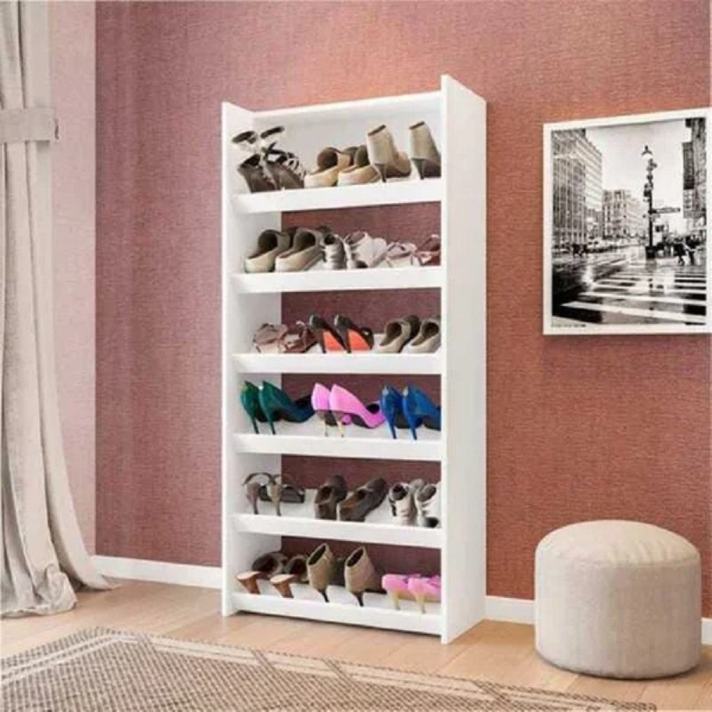 Aden Home Beyaz Ayakkabılık Dolap, 6 Raflı Ayakkabılık, Ayakkabı Standı, 135X63X30CM, %100 Mdf, MAYK04 Ayakkabılık Fiyatı