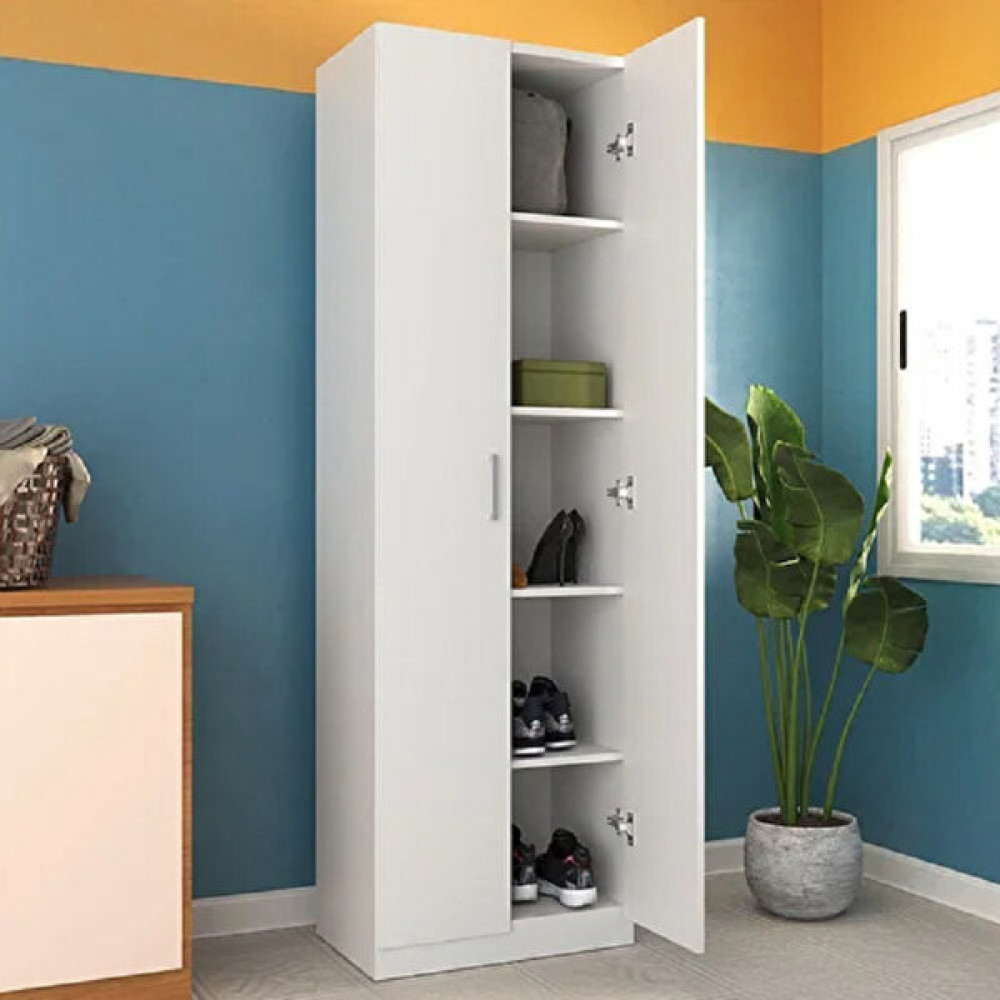Aden Home Beyaz Ayakkabılık Dolap, Kapaklı Raflı Ayakkabılık, Çok Amaçlı Dolap, 170X60X32CM, %100 Mdf, MAYK05 Ayakkabılık Fiyatı