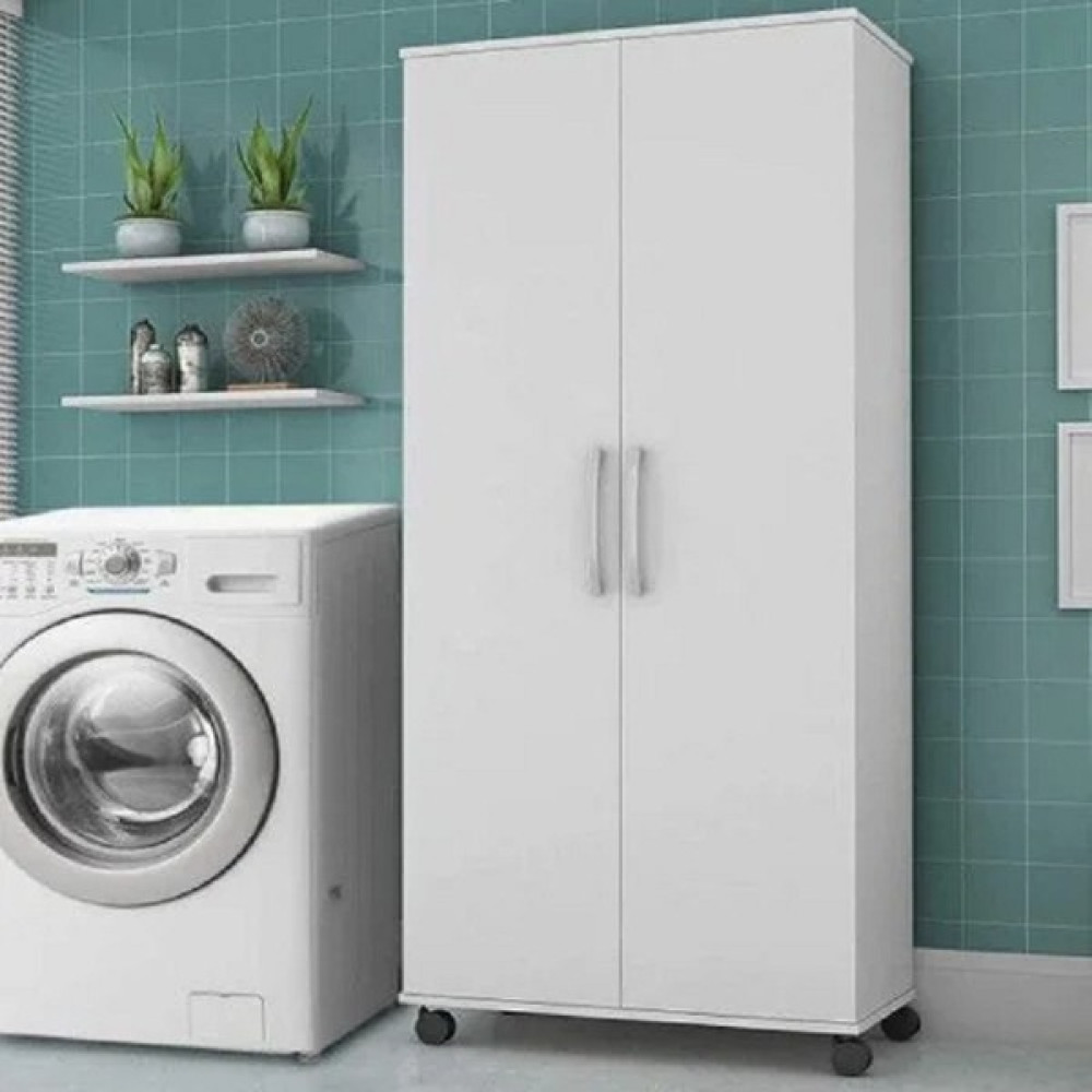 Aden Home Beyaz Banyo Dolabı, Banyo Düzenleyici, Tekerlekli Çamaşır Makinesi Boy Dolabı, %100 Mdf, MBNY15 Banyo Dolabı / Mobilyası Fiyatı