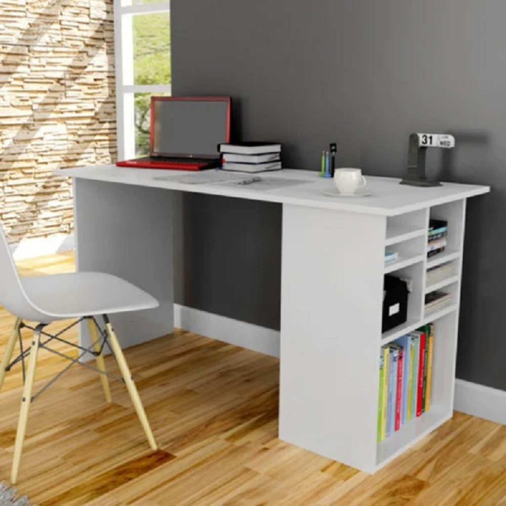 Aden Home Beyaz Çalışma Masası, Kitaplıklı Çalışma Masası, Ofis Çalışma Masası, Ders Çalışma Masası - CM67 - 74 x 120 x 50 Çalışma Masası Fiyatı