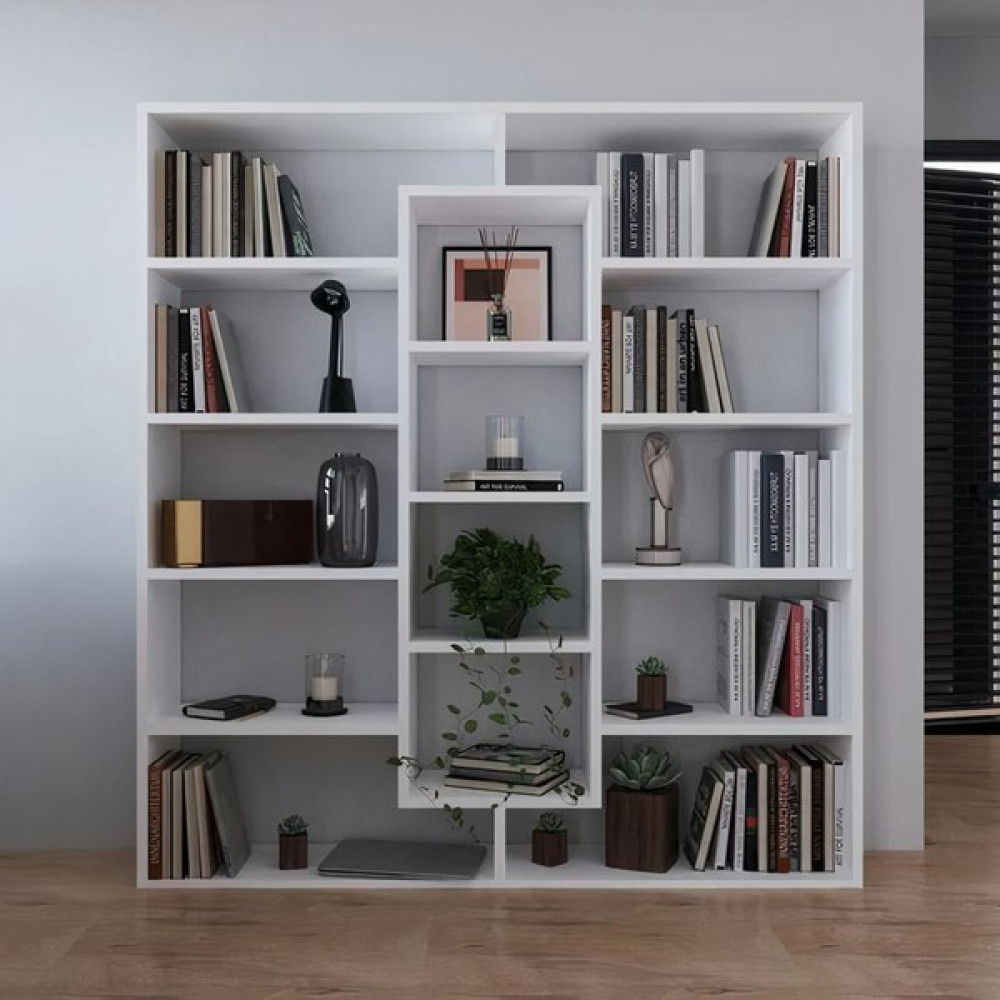 Aden Home Beyaz Dekoratif Kitaplık, 14 Raflı Dekoratif Kitaplık, Çok Amaçlı Raf, Mdf, 170X150CM, MKTP09 - 1 Kitaplık Fiyatı