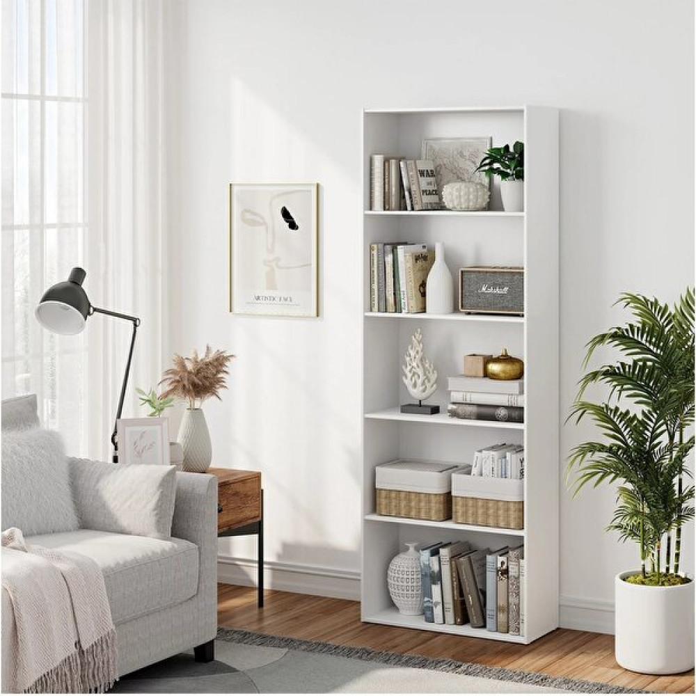 Aden Home Beyaz Kitaplık, 5 Raflı Kitaplık, Çok Amaçlı Raf, Ofis Dolabı, Mdf, 170X60X24CM, MKTP18 - 1 Kitaplık Fiyatı