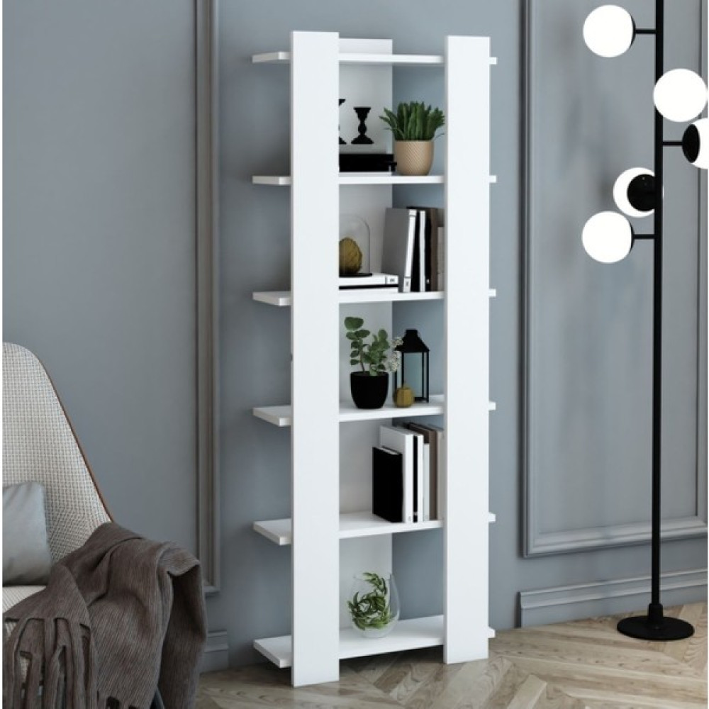 Aden Home Beyaz Kitaplık, 6 Raflı Dekoratif Kitaplık, Çok Amaçlı Raf, Mdf, 160X60X21CM, MKTP22 - 1 Kitaplık Fiyatı